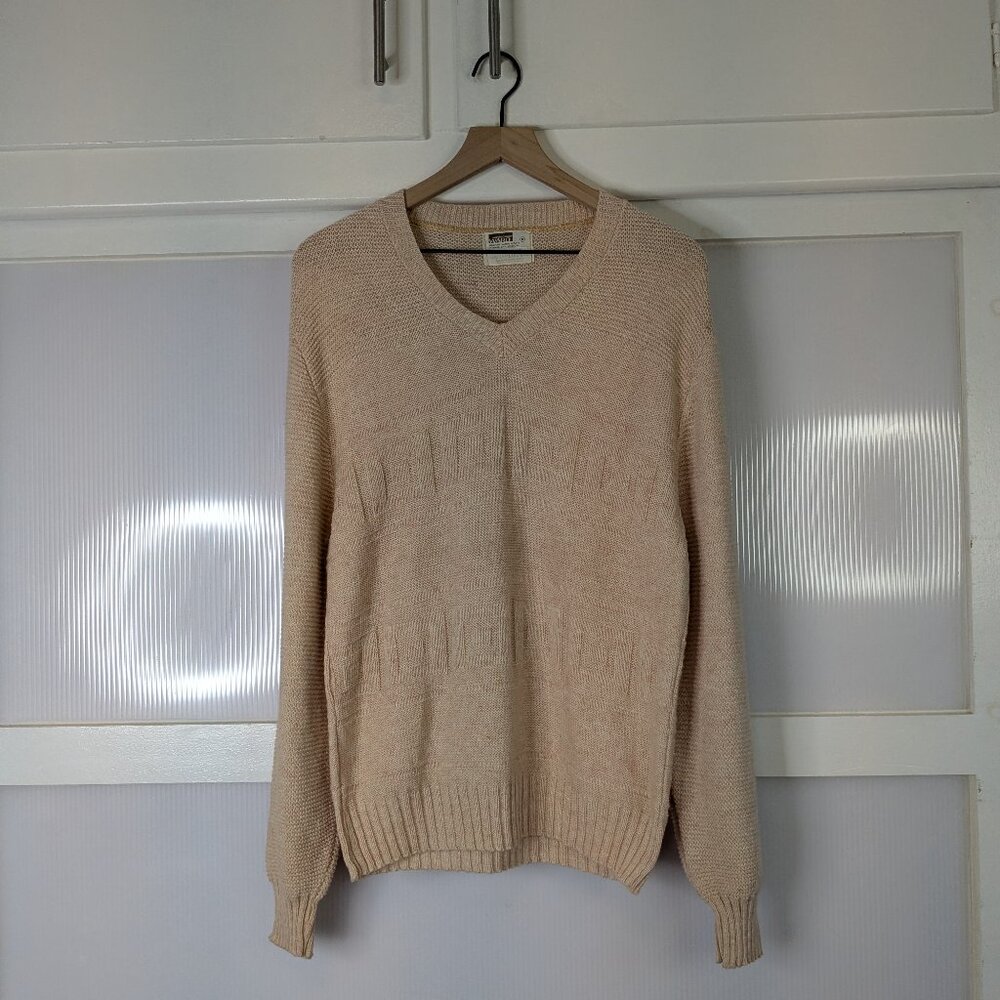 Montgomery Ward Vintage Sweater Shetland Wool Acrylic Blend Size Medium V neck